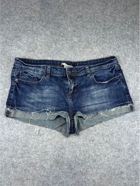 2.1 Denim Shorts Women Size 29 Distressed Rolled Hem Summer Cheeky Booty Jorts